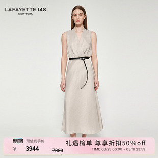 LAFAYETTE148 拉飞逸V领高腰A字裹身连衣裙