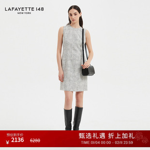 LAFAYETTE148/拉飞逸H型维希格粗花呢无袖连衣裙