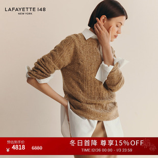 拉飞逸多尼戈尔绞花羊绒针织上衣 LAFAYETTE148 25秋冬新款