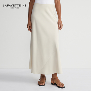 LAFAYETTE148 拉飞逸重绉弹力真丝斜裁喇叭长裙