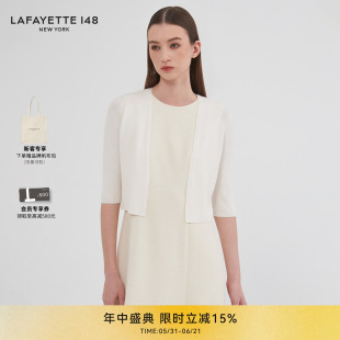 LAFAYETTE148/拉飞逸蚕丝短款空调衫针织外套莱赛尔通勤气质开衫