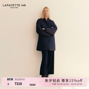 LAFAYETTE148 面包领白鹅绒羽绒大衣 拉飞逸中长款