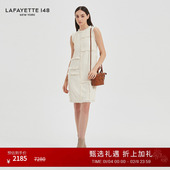 LAFAYETTE148 拉飞逸小圆领流苏拼接连衣裙