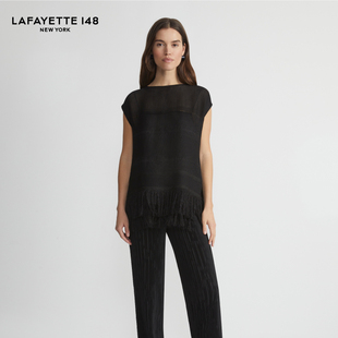 LAFAYETTE148 上衣 拉飞逸H型宽松亚麻流苏连袖