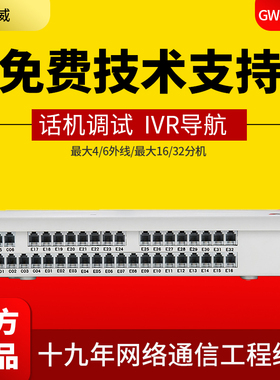 HB国威GW400程控电话交换机4/6外线16/24/32分机桌面式IVR