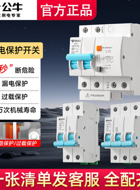 公牛空气开关LB12断路器空气开关1P2P断路器家用空开电闸开关63a