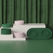 宠物猫碗陶瓷双碗高脚护颈猫盆防滑防打翻猫粮碗宠物碗狗狗喂水碗