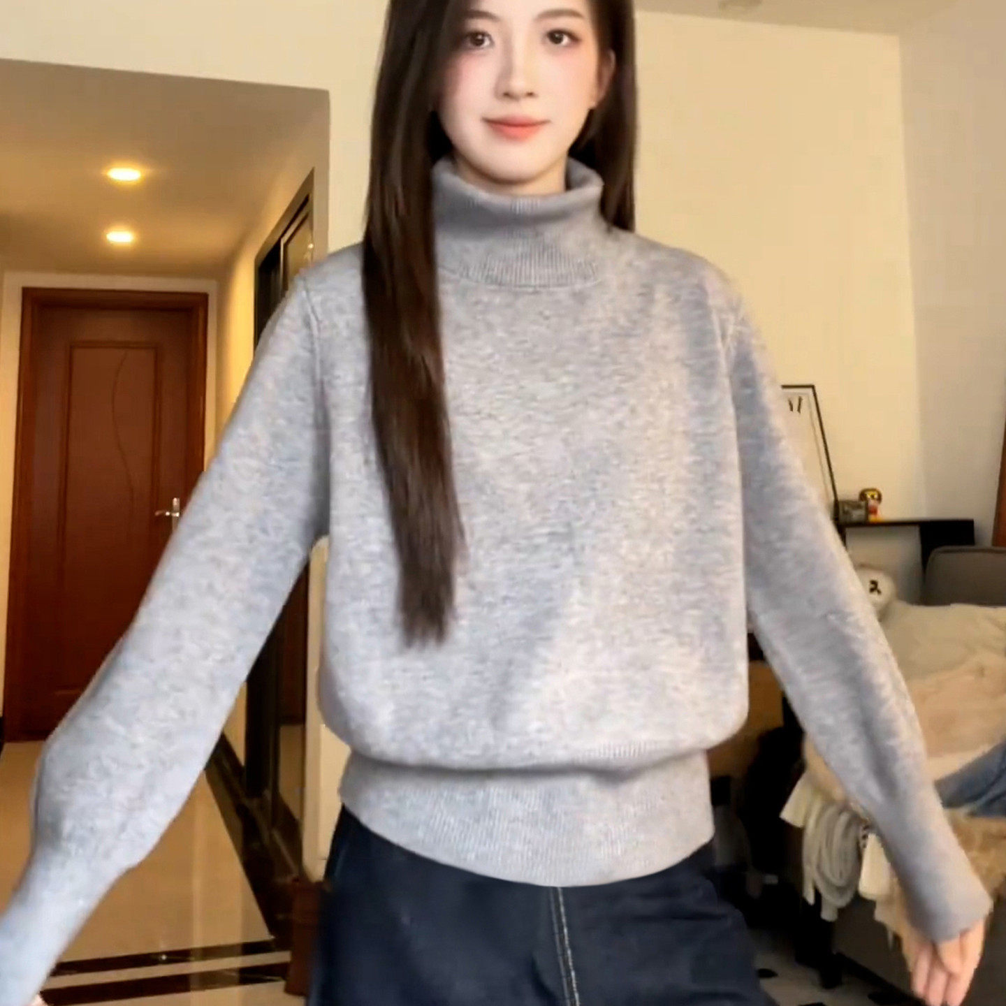 慵懒高级感灰色高领毛衣女秋冬季2025新款打底内搭可外穿针织上衣