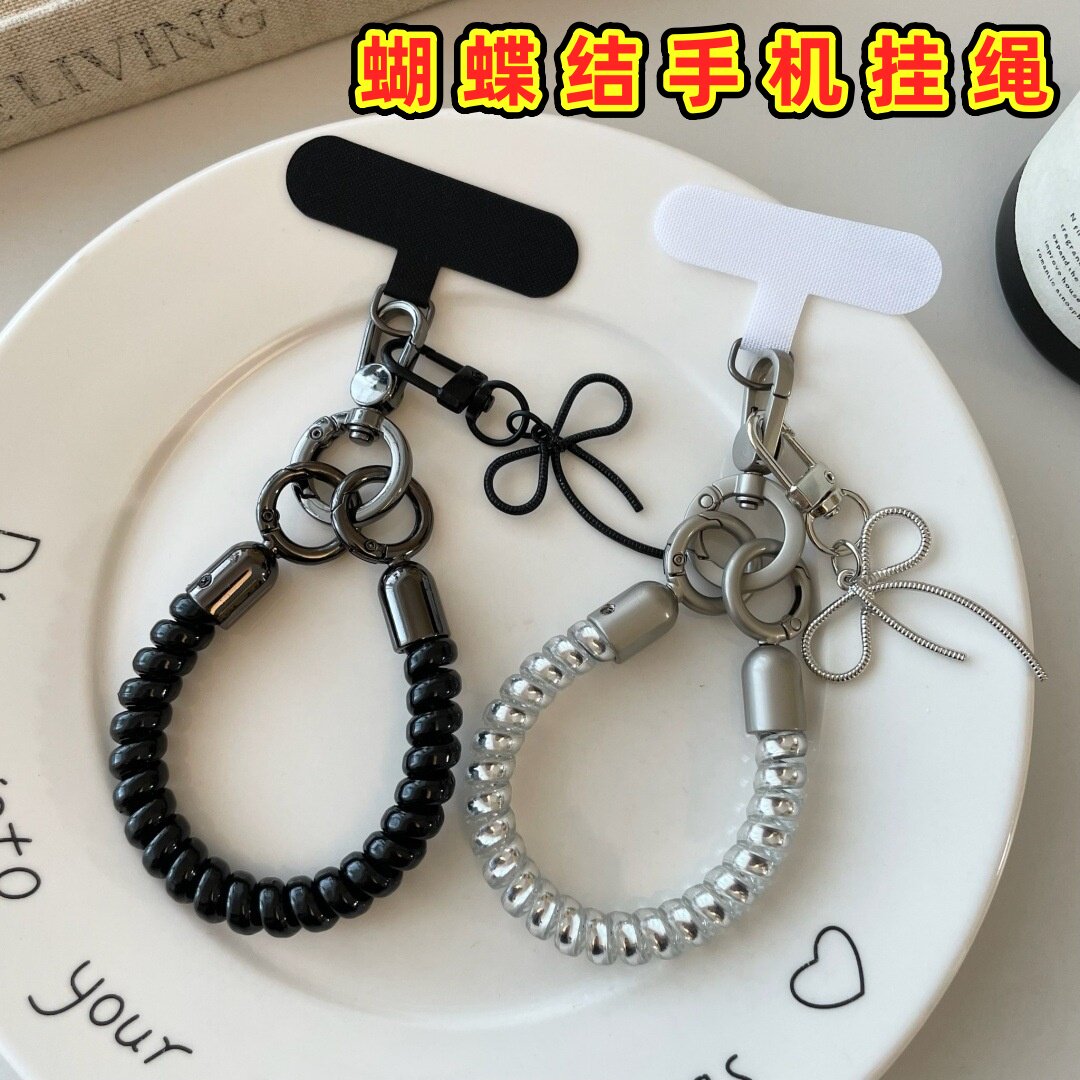 蝴蝶结电话线弹力手机挂绳