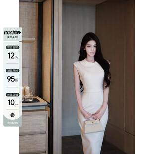 JAYKY YANG【温妮小姐】连衣裙娃娃领长裙女中古感收腰显瘦中长裙