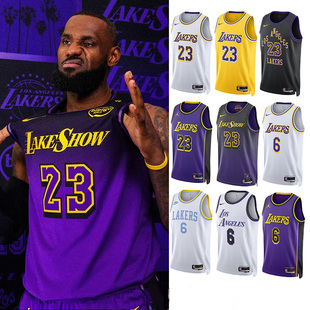 正品NIKE耐克湖人23勒布朗詹姆斯里弗斯篮球球衣sw球迷版运动背心