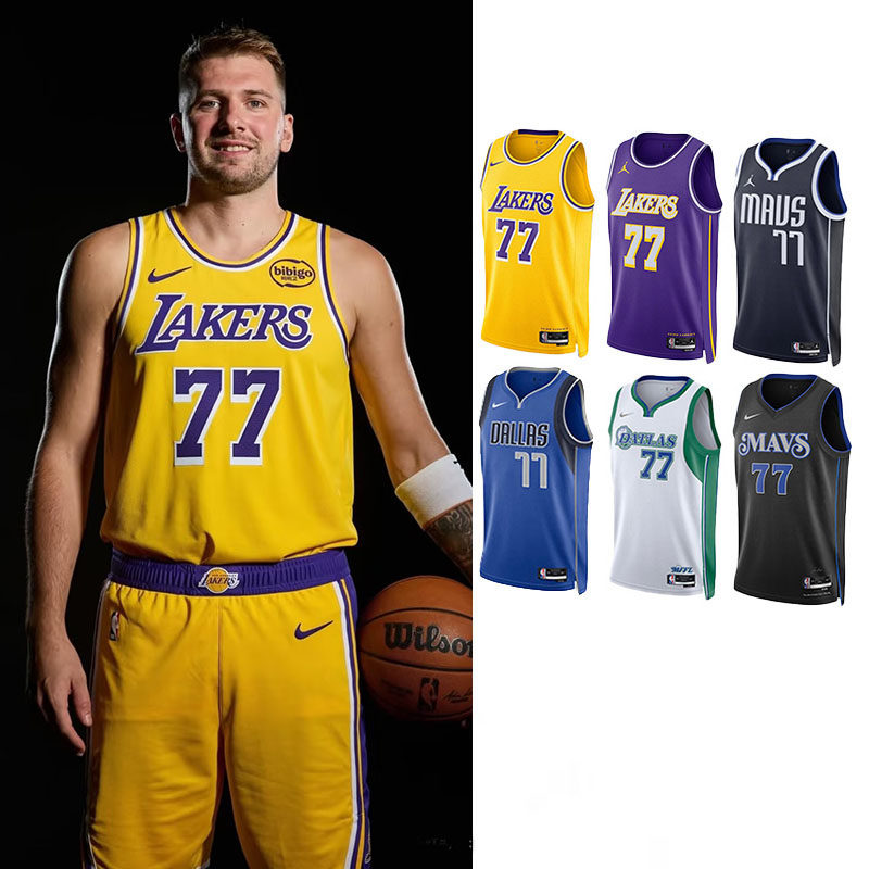 正品NIKE耐克独行侠湖人77东契奇篮球球衣sw球迷版运动速干背心