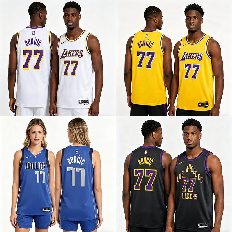 正品NIKE耐克独行侠湖人77东契奇篮球球衣sw球迷版运动速干背心