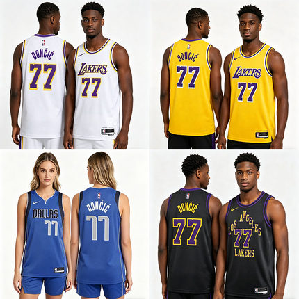 正品NIKE耐克独行侠湖人77东契奇篮球球衣sw球迷版运动速干背心