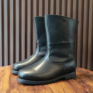 冬季羊毛骑士靴真皮防寒皮靴中筒马靴头层牛皮保暖户外皮靴蒙古靴