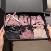 纯欲少女爱心镂空纯棉裆简约ins花边女士内裤 HOME蕾丝真 太欲啦