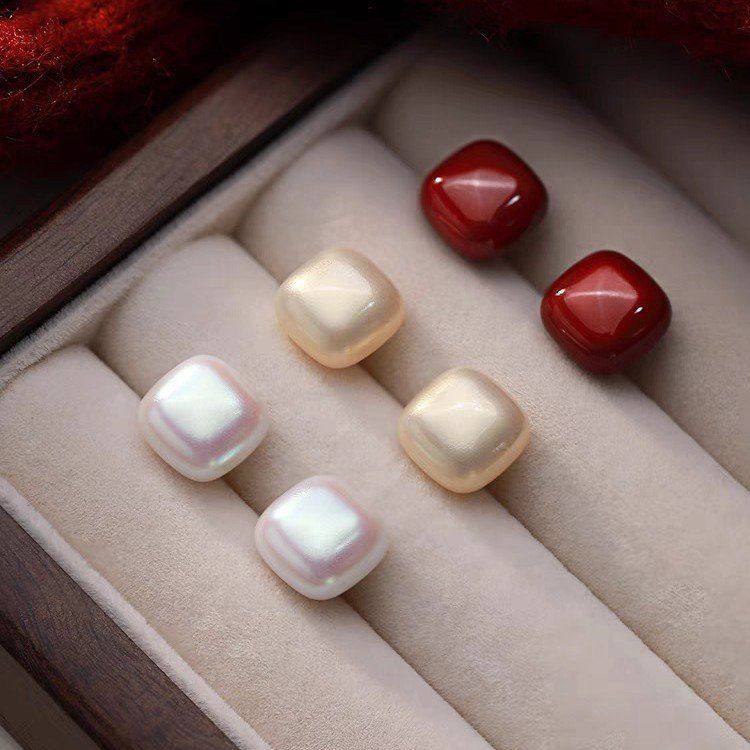 999纯银小方糖珍珠耳钉安可拉红耳环轻奢高级小众气质本命年耳钉,饰品/流行首饰/时尚饰品新,耳钉,淘宝优惠券,粉丝福利购,淘宝优惠卷