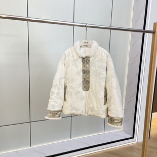 新中式国风水貂毛立领皮草羽绒服女90白鹅绒高端真丝丝绒羽绒服