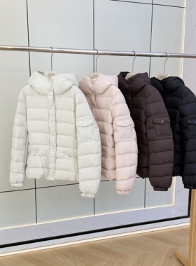 收腰连帽90白鹅绒排骨羽绒服女2025冬季新款巨显瘦冬装加厚外套