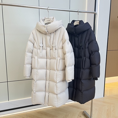 泡芙95白鸭绒过膝长款加厚羽绒服