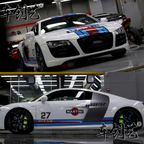 适用于奥迪TTS马天尼车贴拉花RS5 RS7 奥迪R8MARTINI改装汽车贴纸