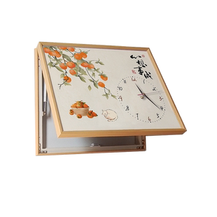 中式电表箱装饰画带钟表免打孔挂画遮挡配电箱电闸开关盒时钟壁画
