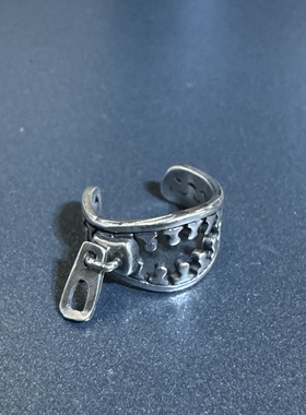 S925纯银拉链耳夹挂耳嘻哈无耳洞耳环