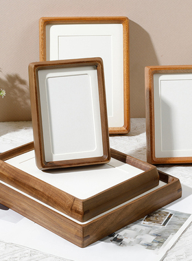 实木榫卯黑胡桃相框摆台6寸7寸8寸a4寸内外圆角框书法字装裱画框