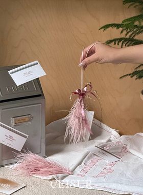 小红书爆款羽毛轻奢车挂装饰高端汽车挂件小香风后视镜挂件装饰