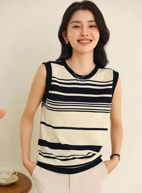 100纯棉背心女低圆领春夏