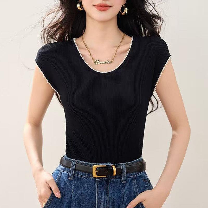 冰丝针织衫女短袖夏季修身