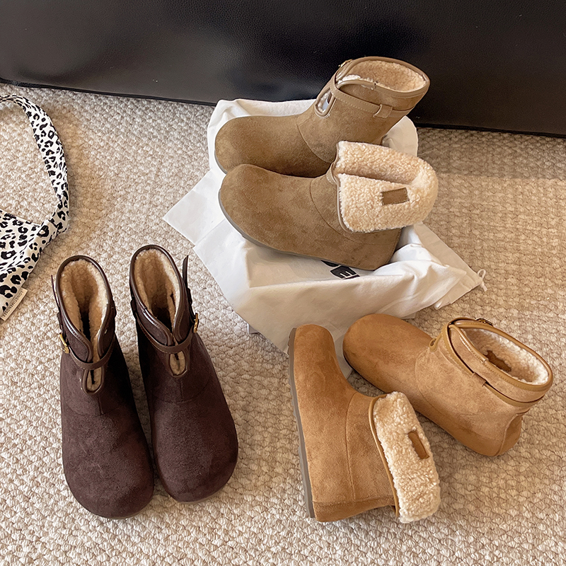 翻领两穿加绒保暖雪地靴短靴棉鞋