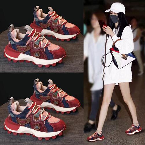 复古拼色老爹鞋女2026春季新款