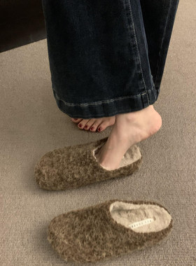 包头拖鞋女外穿半托鞋加绒勃肯鞋