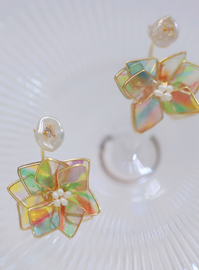 Young木日一勿XArtrui艺蕊联名繁花2024新款小众耳钉流光烟花耳环