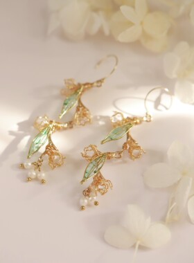 youngstudio木日一勿原创手作夏季新品滴胶铃兰女士长款耳环