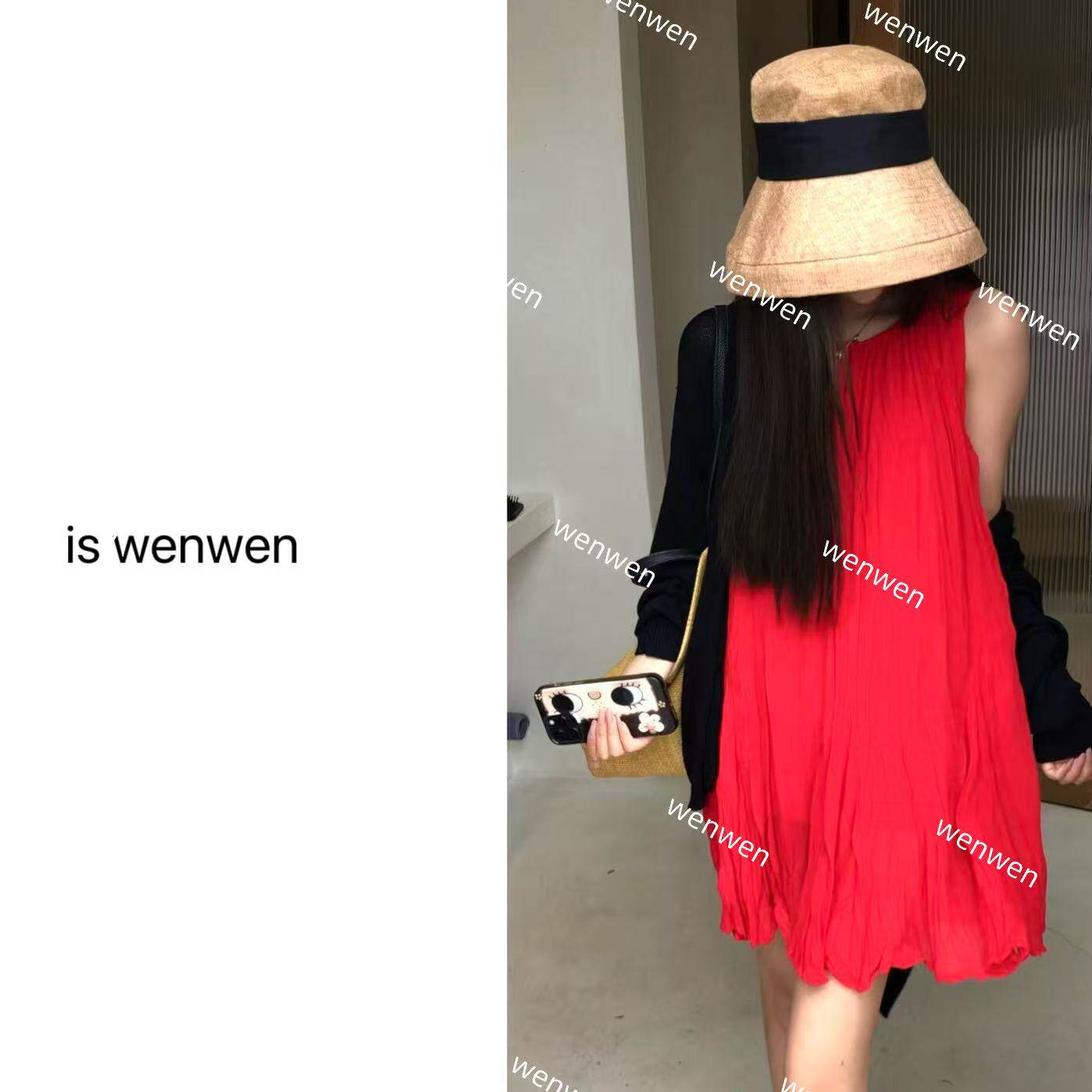 韩系宽松设计感褶皱连衣裙