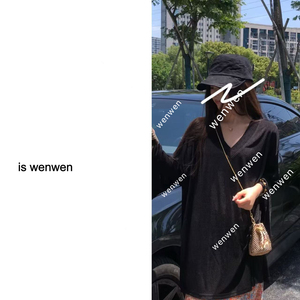 WEN春季清凉V领零压微透罩衫