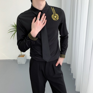 夜场酒吧服务员工作服秋季长袖衬衫新款KTV工装制服网咖会所工衣