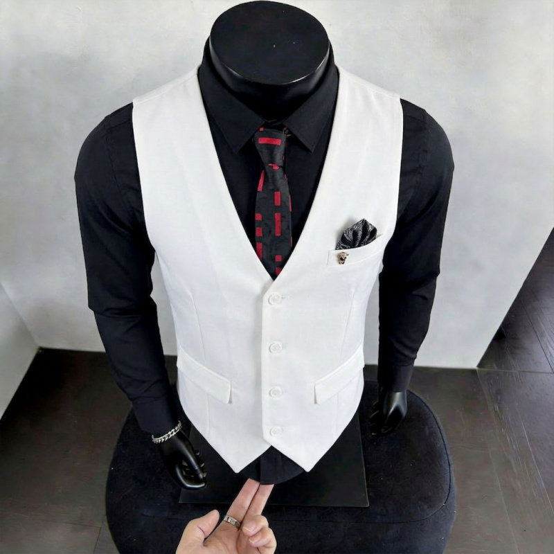 酒吧KTV调酒师服务员西装领马甲定制logo酒店前台工作服白色马夹