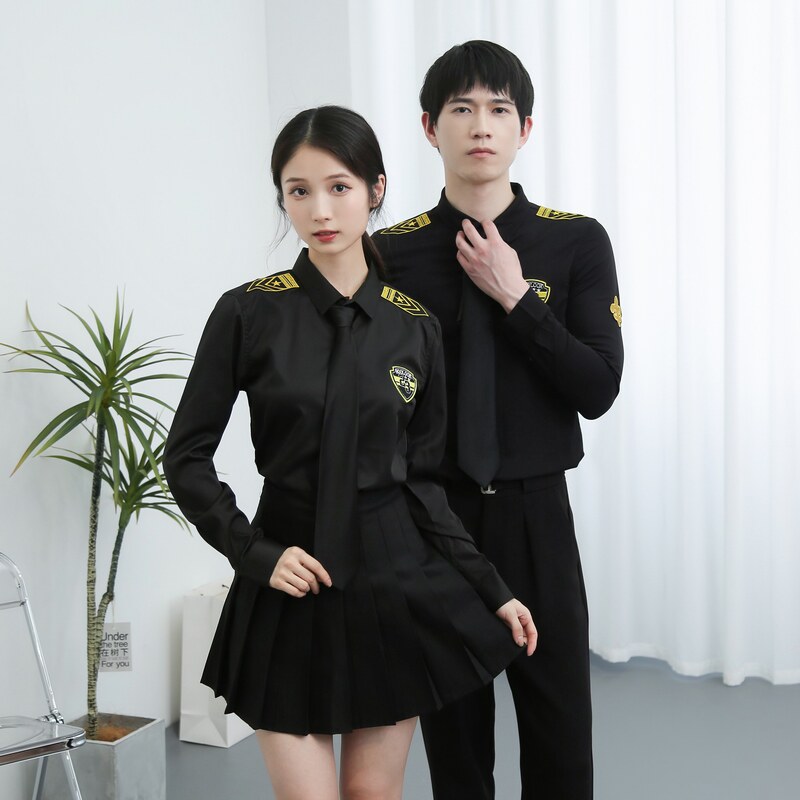 ktv酒吧服务员工装秋季男女空少制服夜场酒店发型师衬衫logo定制