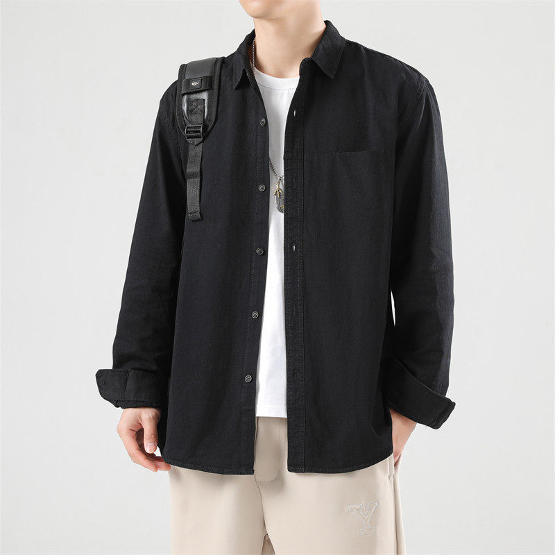 纯棉工作服衬衣定制刺绣印logo长袖工装休闲宽松衬衫定做团队服装