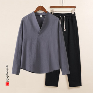 中式禅意茶服套装棉麻唐装男女艾灸头理疗推拿师中医养生馆工作服