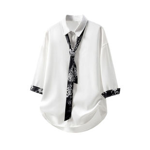 酒吧发型师理发店发廊时尚商务美发师衬衫衬衣工作服男定制印logo