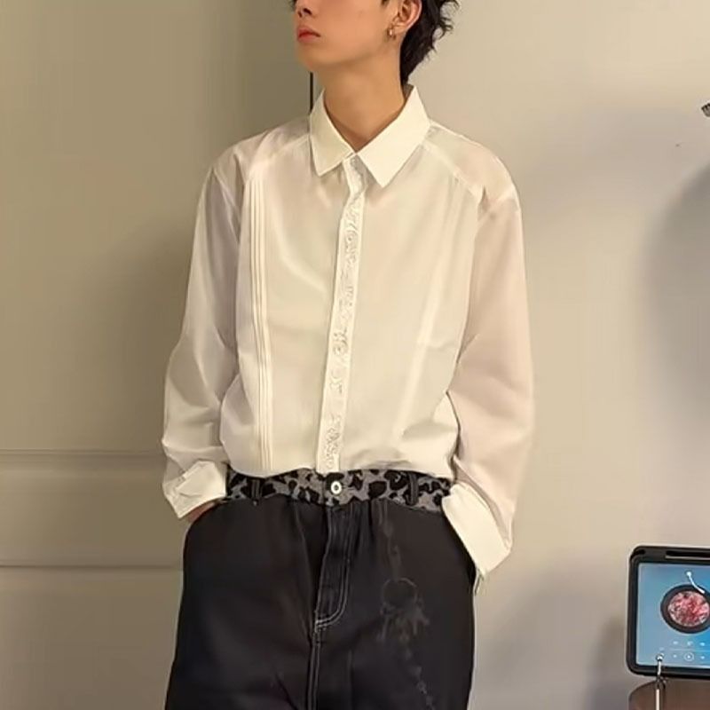 酒吧店理发型师餐厅咖啡厅服务员高级感衬衫摄影师工作服定制logo图片