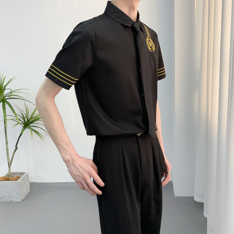 酒吧KTV服务员工作服男衬衫发型师夜场dj足浴技师少爷装定制logo