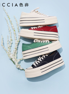 帆布鞋色非夏新款增高小白鞋女款小众爆款白色板鞋女春秋B515
