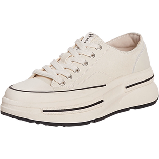 【色非】厚底帆布鞋女松糕鞋白色鞋子女夏增高小白鞋B520