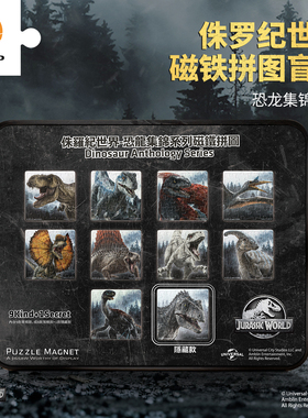 3D-JP侏罗纪世界恐龙16片磁铁拼图盲盒 儿童益智玩具冰箱贴D1563