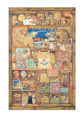 3D-JP成人解闷塑料拼图600片 棉花狮萌宠卡通动物系列墙面装饰画